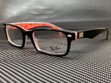 RAY BAN RX5206 2479 Black/Red Rectangle 52 mm Unisex Eyeglasses