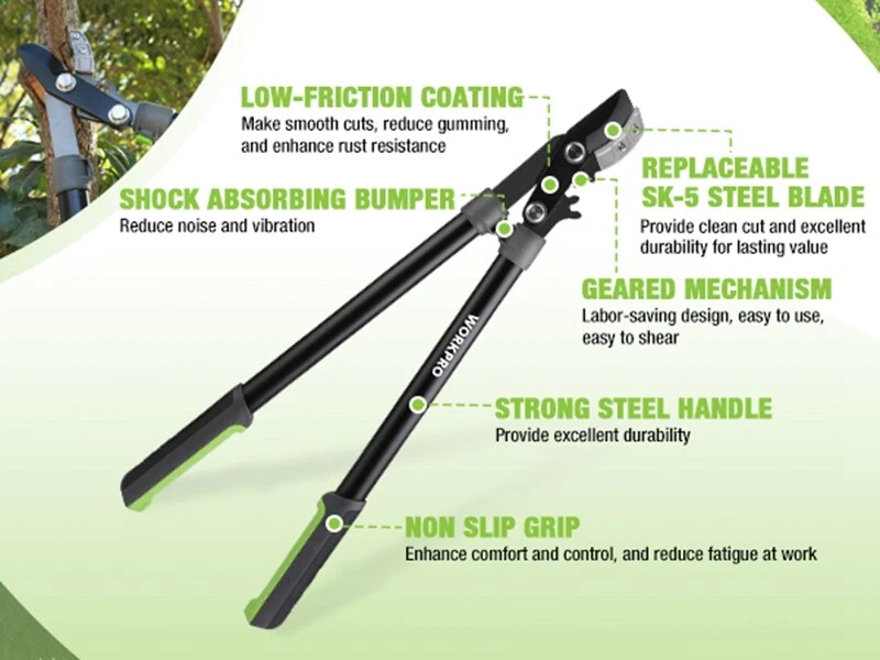 WORKPRO 28" Heavy Duty Anvil Lopper Tree Trimmer Steel Blade Tree Branch Cutters - Image 2 of 4