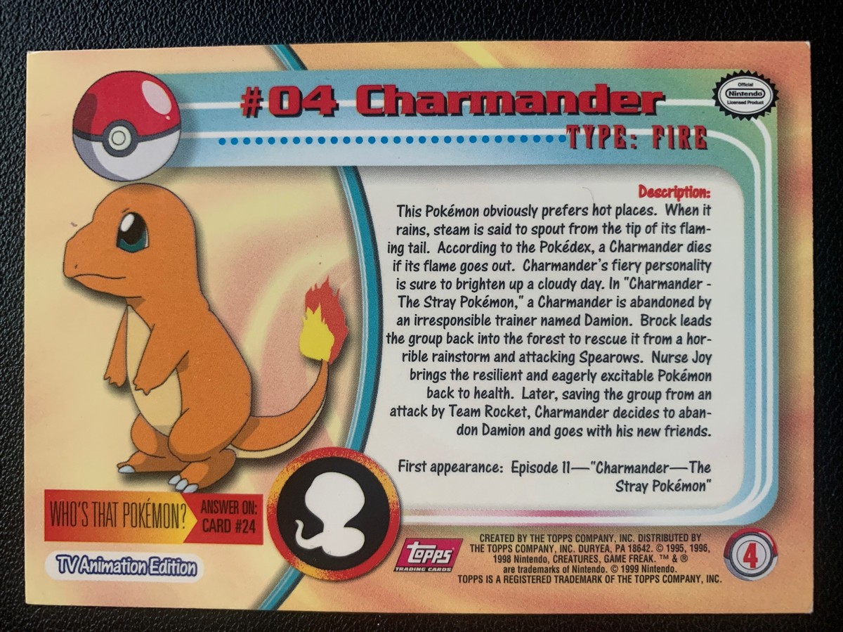 Topps CHARMANDER ヒトカゲ #04 Pokemon 1999TV s-l400.jpg