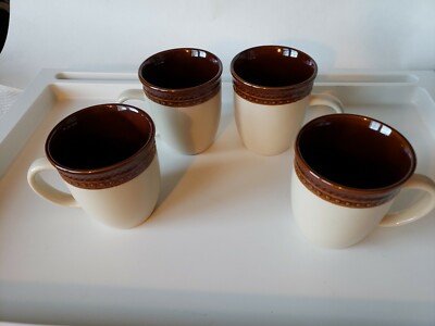 Paula Deen SOUTHERN GATHERING Chestnut Embossed Stoneware Mug Cup set of 4