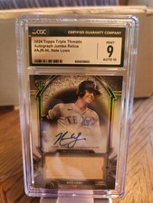 2024 Topps Triple Threads Autograph Jumbo Relics Nate Lowe CGC 9 AUTO 10 MINT
