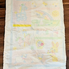 Vintage Baby Quilt Comforter Blanket Giraffe Bird Butterfly Sun Sheep Lamb Bunny