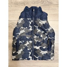 Calvin Klein Jeans Boys 24M Camo Puffer Vest Navy Blue Grey Full Zip Quilted