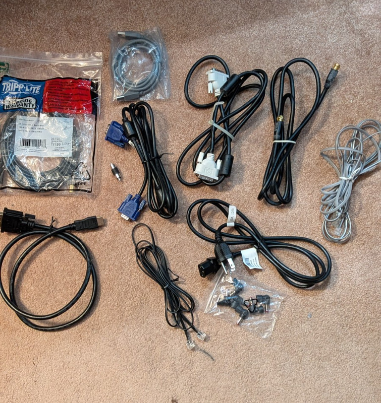 Computer cables+plus+ LOT.  View Pictures.  Something for almost every need.