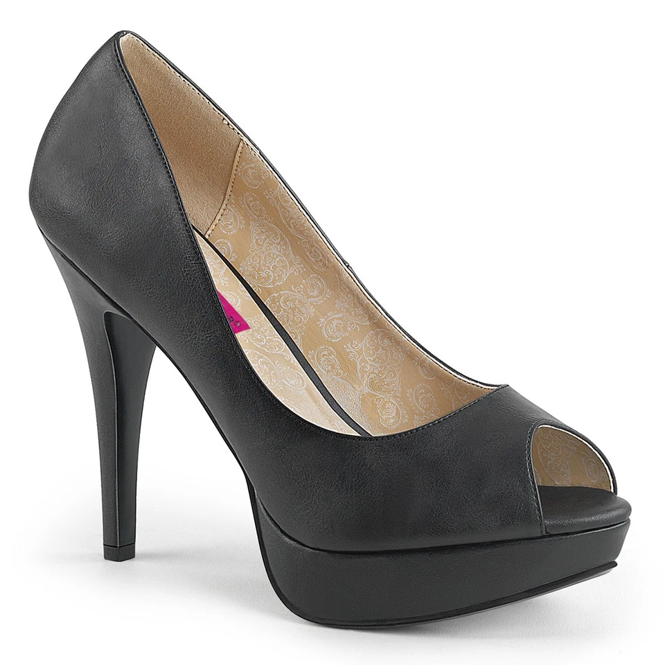 Sale CHLOE-01 Pleaser Damen High-Heels Peep-Toe Plateaupumps schwarz Matt Gr 43 - Bild 1 von 1