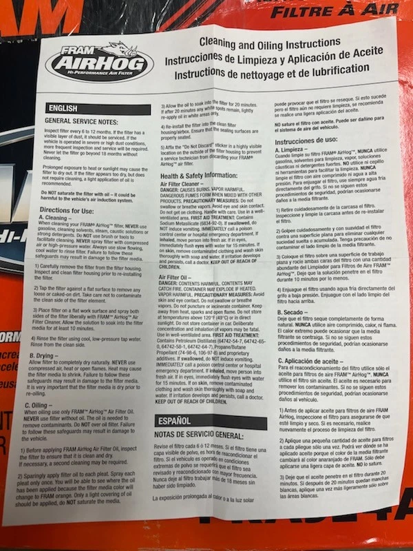 Fram Airhog 2-3/4"H Washable Air Filter for Ford Lincoln Mercury 12-5/8" OD - Image 4 of 4