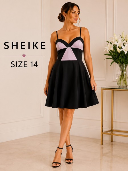 SHEIKE BLACK STRAPPY BABY DOLL DRESS SIZE 14
