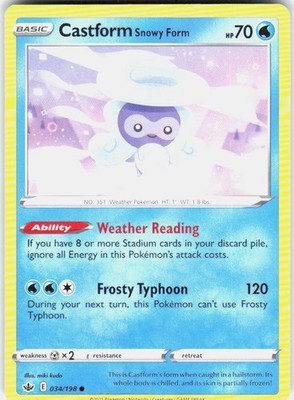 Castform Snowy Form 034/198 SWSH06: Chilling Reign Pokemon