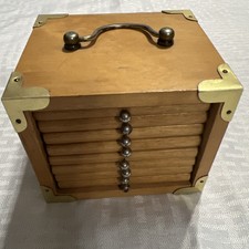 Vintage Wood Drink Coasters Set of 8 Wooden Storage Box
