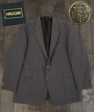 Vintage Haggar Blazer Jacket Mens Size 46L Grey USA Made Gold Buttons Two Button