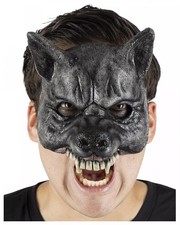 Schwarzer Wolf Halbmaske aus Latex für Halloween