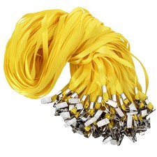 100Pcs Black Lanyards with Clip lanyards for id Badges Yellow