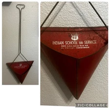 Vintage Phillips 66 Indian School 66 Service Red Metal Dustpan 34”