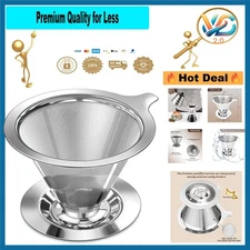 Stainless Steel Pour Over Coffee Dripper – Reusable, Cone Filter, 1-2 Cups