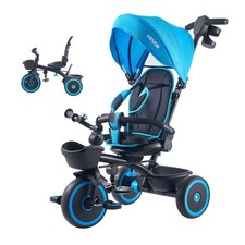 VEVOR Toddler Tricycle with Push Handle 6-in-1 Kids Trike for Age 1-5 Blue/Black