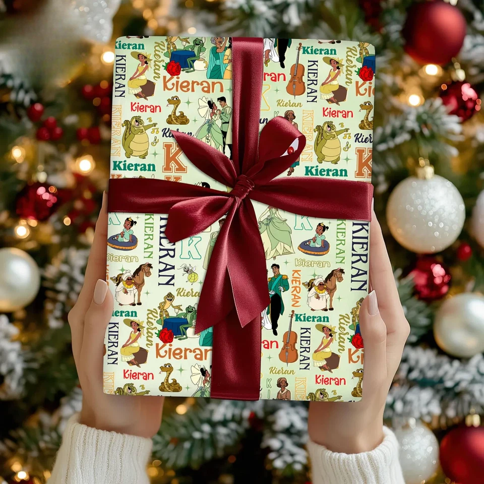 Papel de Envolver Personalizado Princesa Tiana Disney,Envoltura Retro Regalo Navidad 2025 Foto 2 de 4