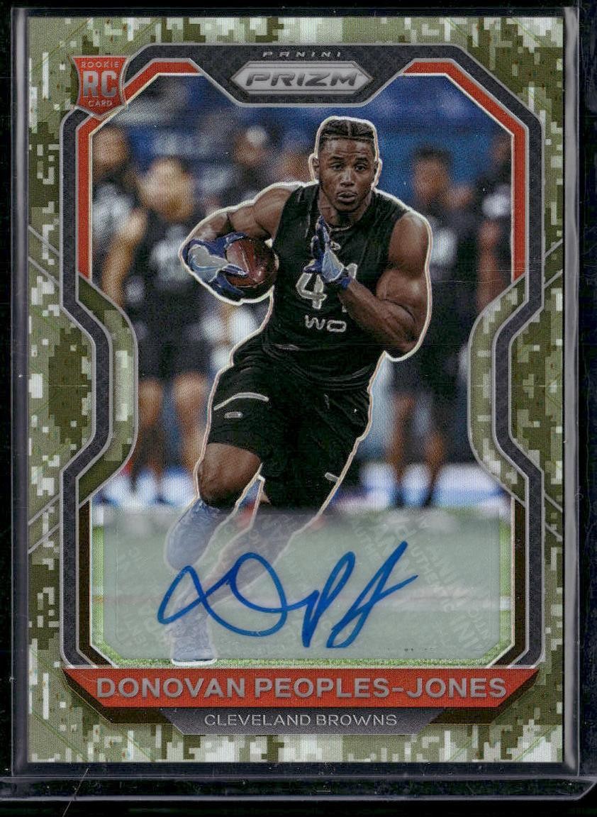 2020 Panini Prizm Football Donovan Peoples-Jones Rookie Auto Camo Prizm /25 #319