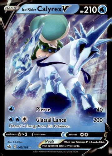 2021 Pokemon Ice Rider Calyrex V 045/198 Sword & Shield Chilling Reign Holo 