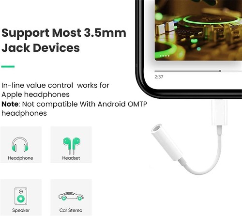 Headphone Jack 1/2 Pack iPhone to 3.5mm Aux Adapter for iPhone, Adapter Cable - Picture 2 of 8