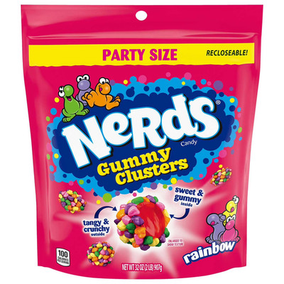 Nerds Gummy Clusters, Fruit Flavored Candy, Party Size, 32 oz. Rainbow, Bulk