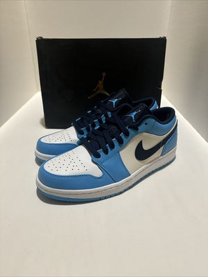 #ad Nike Air Jordan 1 Low UNC 2021 Black University Blue White Size 8.5M 553558 144 $149.99