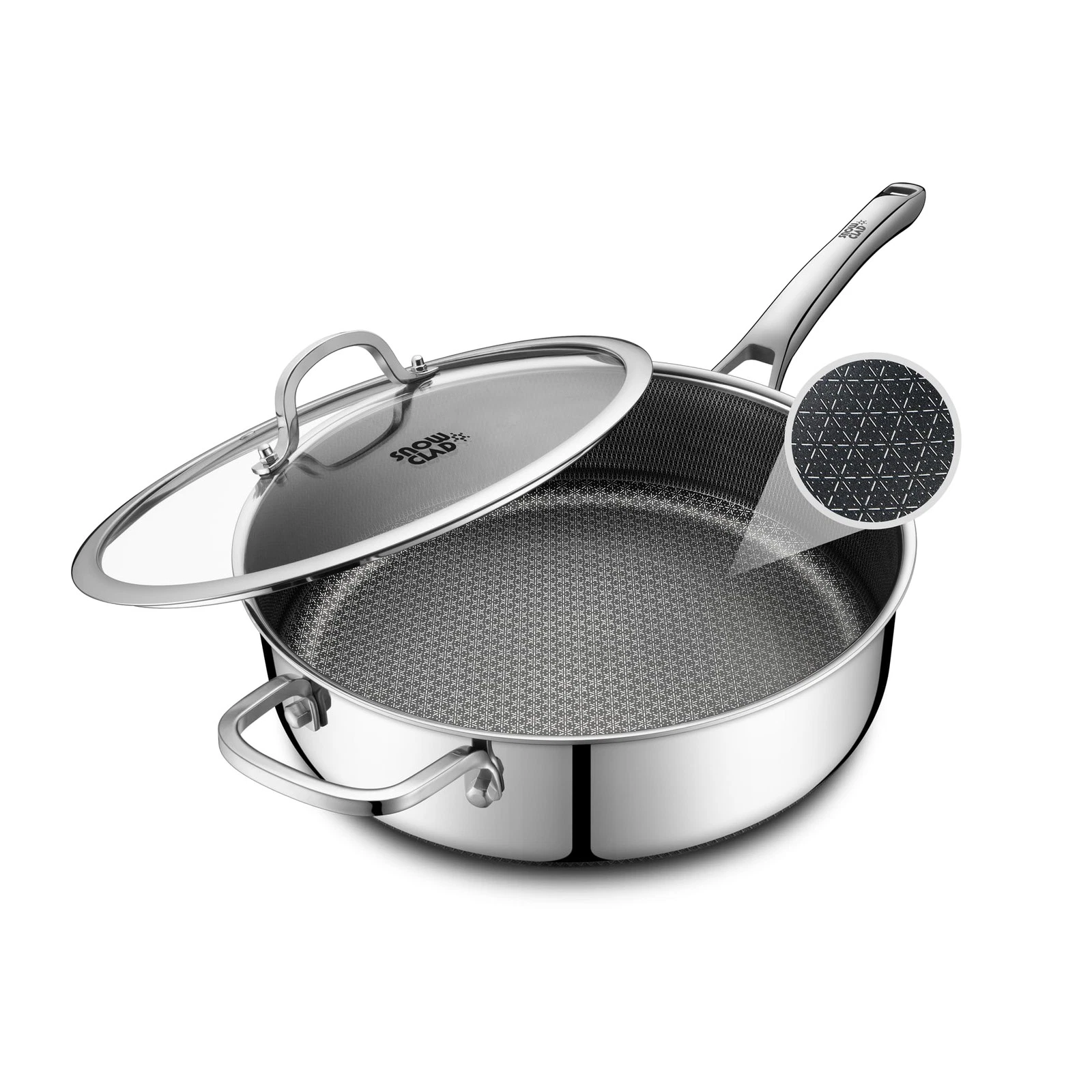 Frying Pans Nonstick with Lid,Hybrid Non Stick 5 Quart Saute pan,PFOA Free Co...