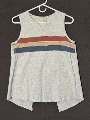 Hem & Thread Grey Vintage Tank Top Contrast Casual 100% Cotton / S NWT