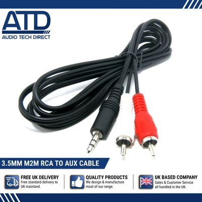 Audio Tech Direct AUX 3.5 mm Vers RCA 2x Rouge Blanc Câble Audio Phono Stéréo - Photo 1/4