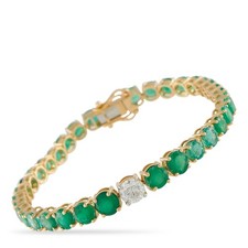18K Yellow Gold 1.07ct Diamond and Emerald Bracelet