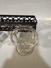 Set of 3 Clear Glass Open Salt Cellars with Black Metal Holder Tray — photo 3