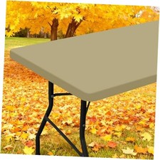 Rectangle Picnic Table Cloth, Waterproof Elastic 60" x 30" Rectangular Taupe