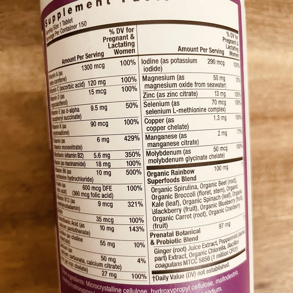 Multivitamínico diario de alta potencia Rainbow Light Prenatal One 150 comprimidos 27/03 Foto 4 de 4