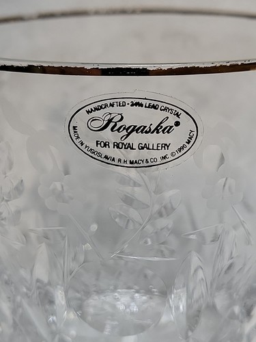 PATTERN:Gallia By Rogaska Crystal Double Old Fashioned 4”Tall Gold Trim. - Picture 2 of 8