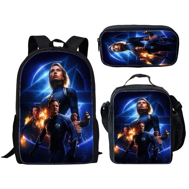 The Fantastic Four School Backpack Insulated Lunch Bag Rucksack Pencil Case Gift