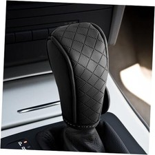 Leather Car Gear Shift Knob Cover,Anti-Slip Handle Cover for Shift Lever Black