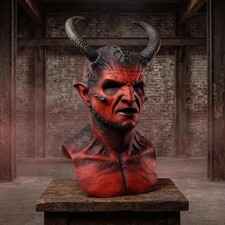 Latex Demon Mask With Horns Realistic