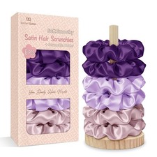 BONNET QUEEN Satin Scrunchies for Women, No 1 Count Pack of 6 , Purple Tones