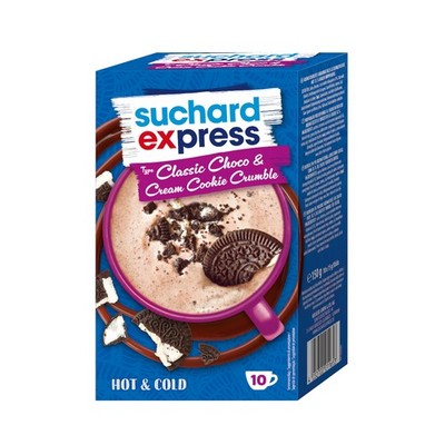 Suchard Express Choco und Cookies Cream Crumble Getränkepulver 150g
