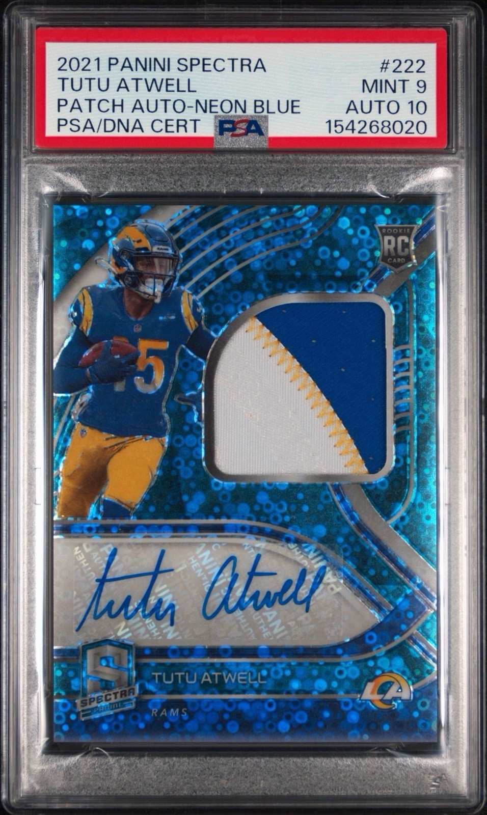 Tutu Atwell Panini Spectra #222 Autograph Patch Neon Blue