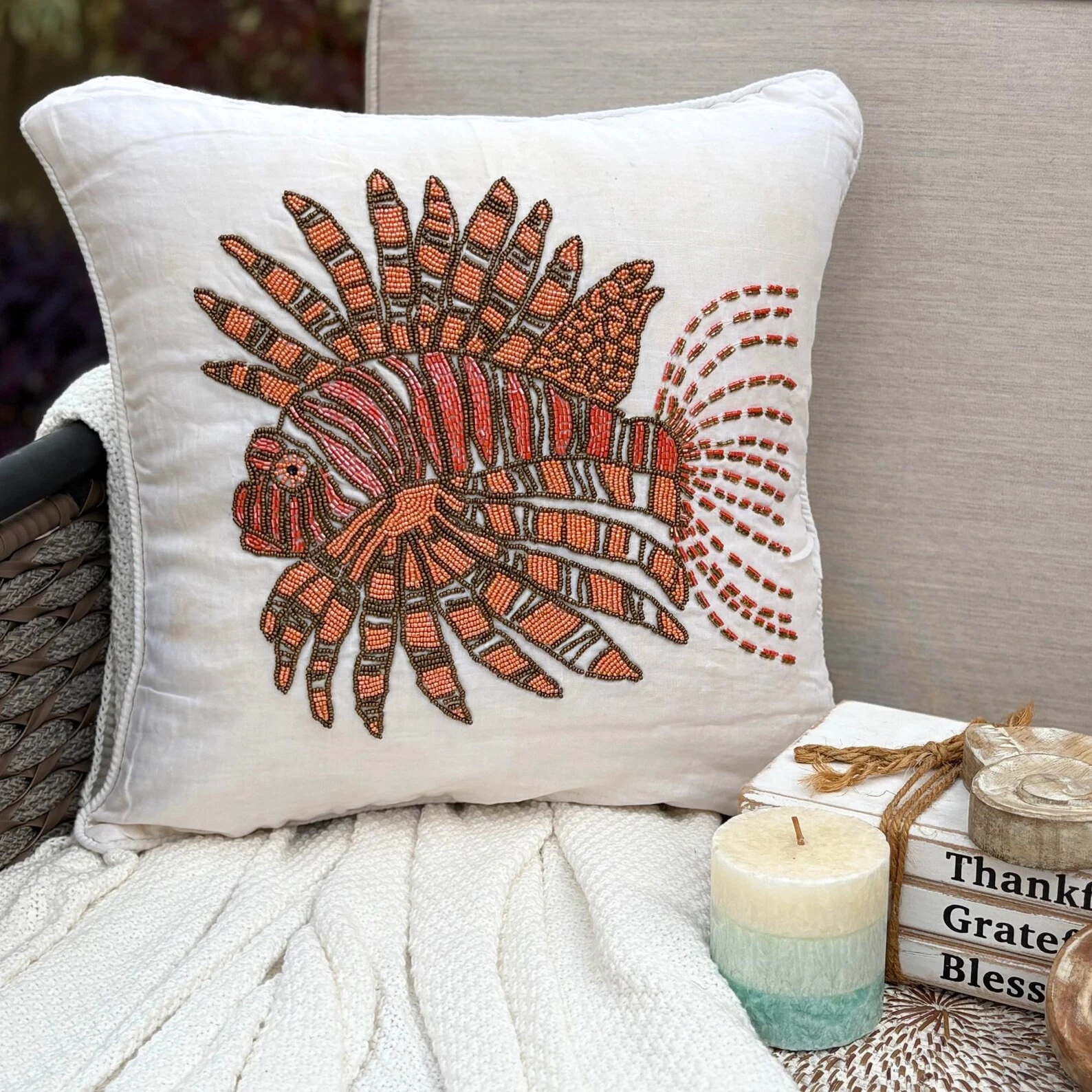 Decorative Pillow Case Orange 16"x16", Home Decor Linen Beach Style - Koi Carp
Opens in a new window