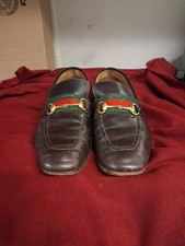 Men Gucci Vintage Brown Leather Loafers