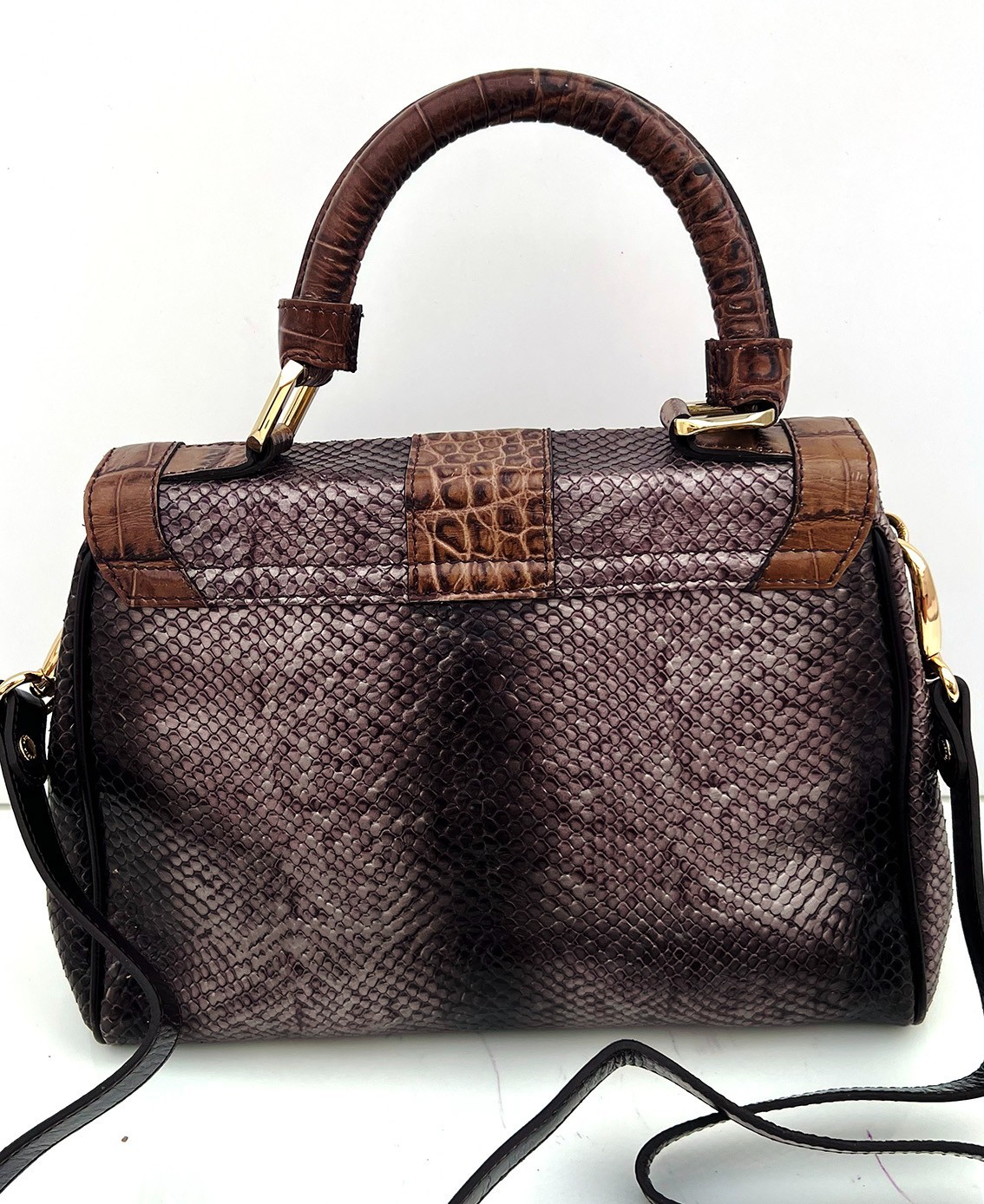 ARCADIA Italy Luxury Python & Croc Embossed Leath… - image 2
