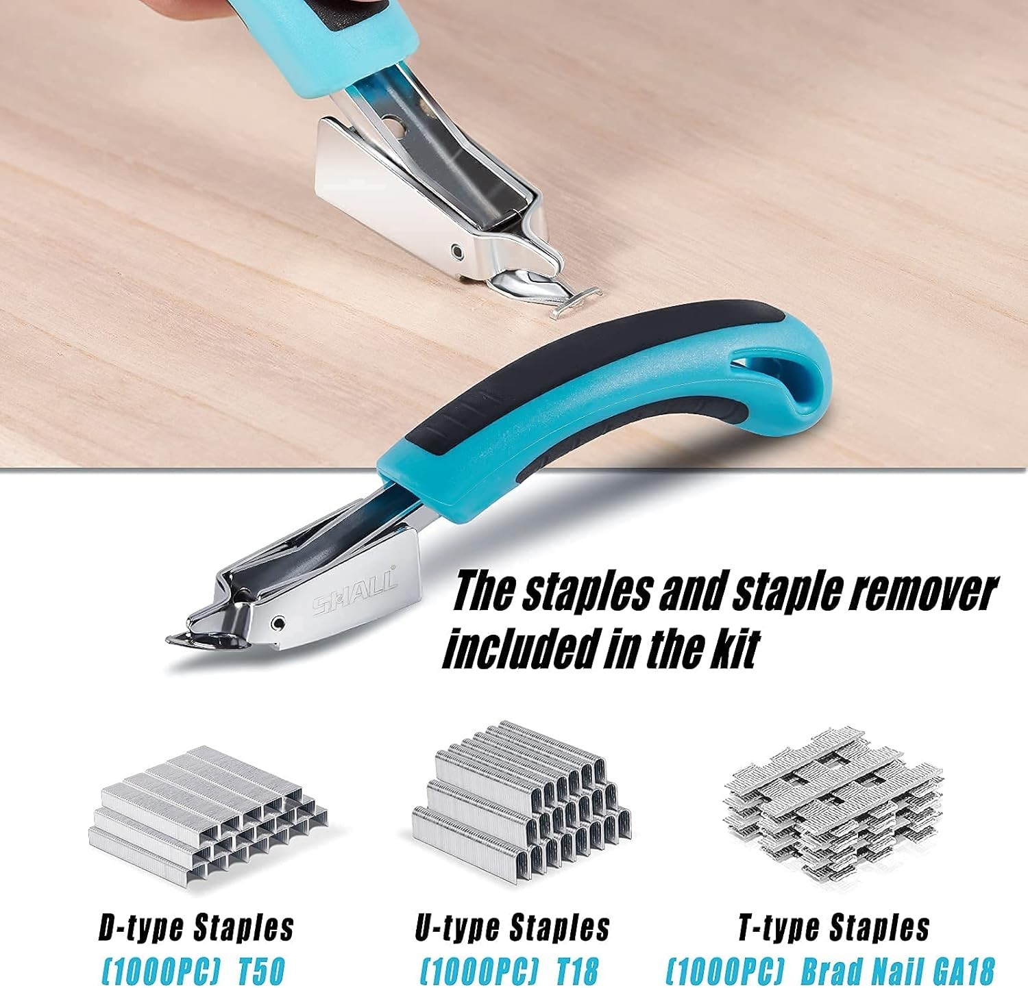 Heavy Duty Staple Gun Alloy Steel 3-in-1 Upholstery Kit with Staples and Remover