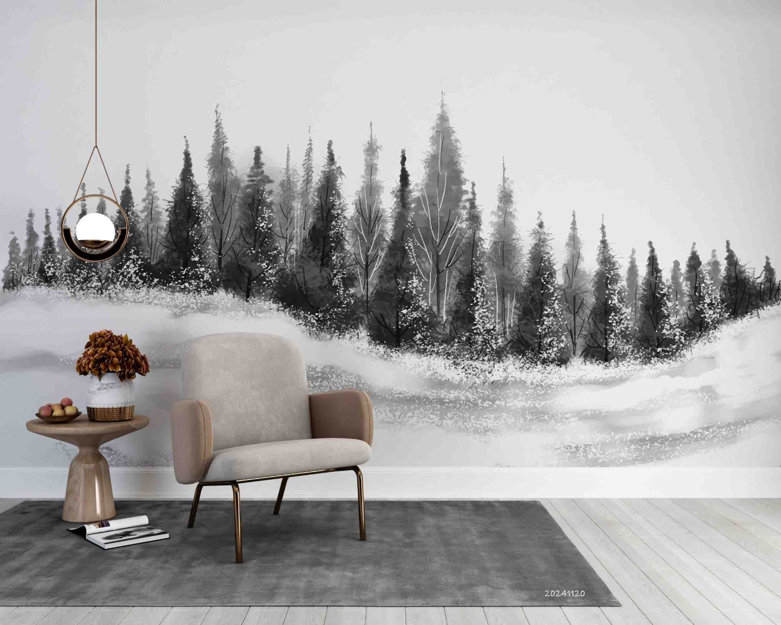 3D Pine Forest Illustration Wall Murals Wallpaper Murals Wall Sticker