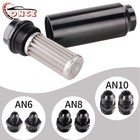 Universal Racing In-Line Fuel Filter AN6 AN8 AN10 Adapter 40 Micron Cleanable