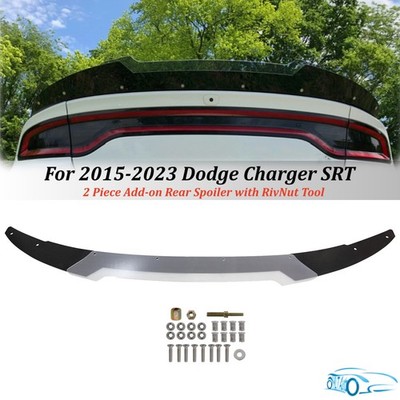 Fit 15-23 Dodge Charger SRT 2 Pcs BK Decklid Spoiler Gurney Flap Wickerbill