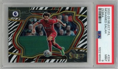 2022-23 Panini Select Premier League Mohamed Salah Zebra #224 25/25 PSA9