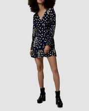 NWOT French Connection Geriel Drape Dress Ruffle Hem Black Tan Size 0 $138