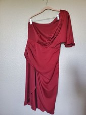 Cupshe Red Ramla One Shoulder Sleeve Asymmetrical Midi Dress Women's Medium