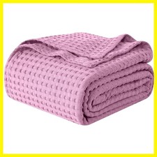 100 Cotton Waffle Blanket - Lightweight Breathable Waffle Weave Bed Blanket ...